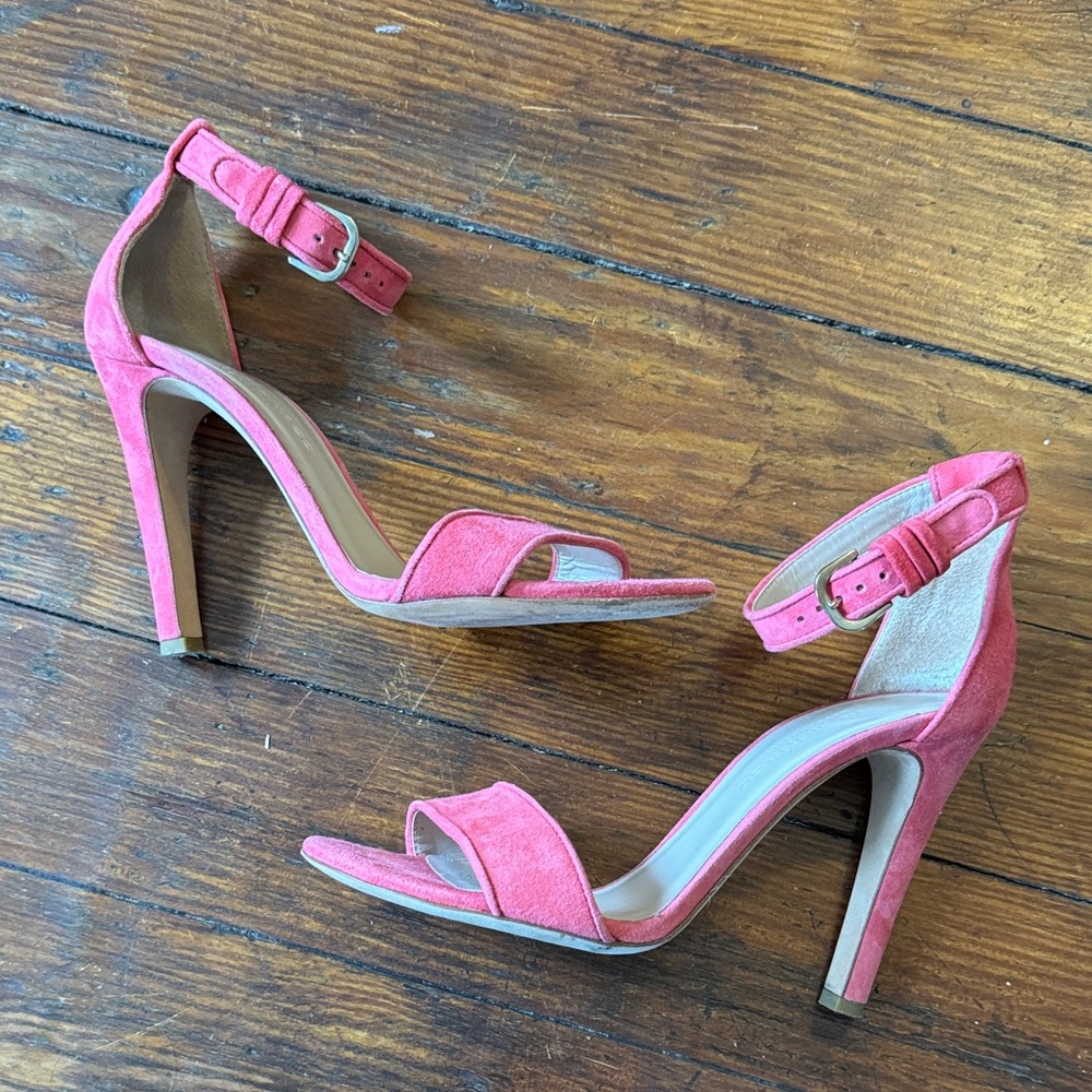 Women's Pink Suede Ankle-Strap Heels